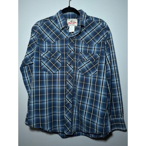 Men's Wrangler Long Sleeve Western Shirt with Pearl Snaps Medium - Picture 1 of 12